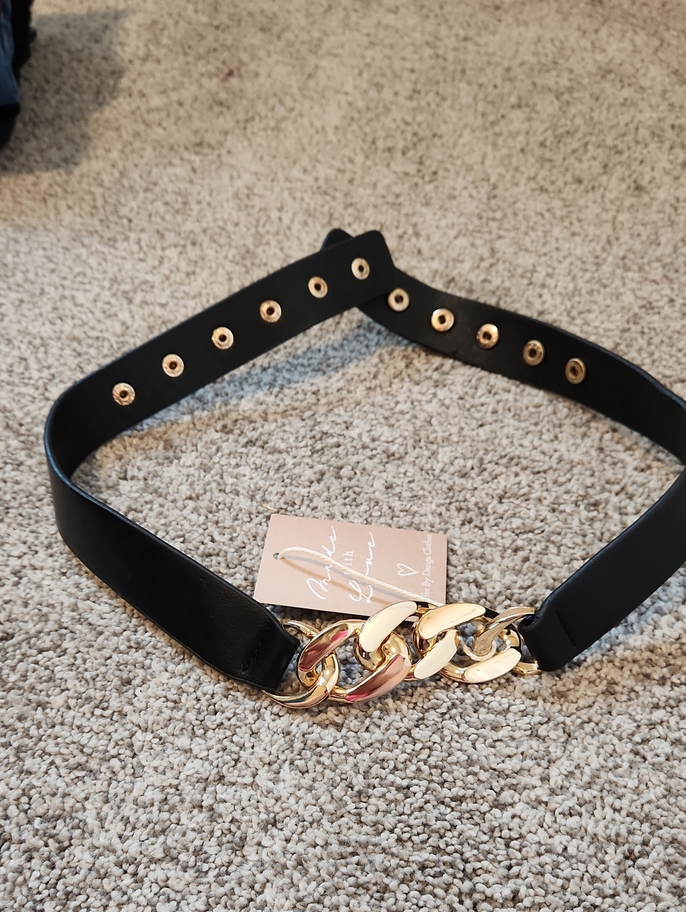 Gold Chain Vegan Leather Decor Belt